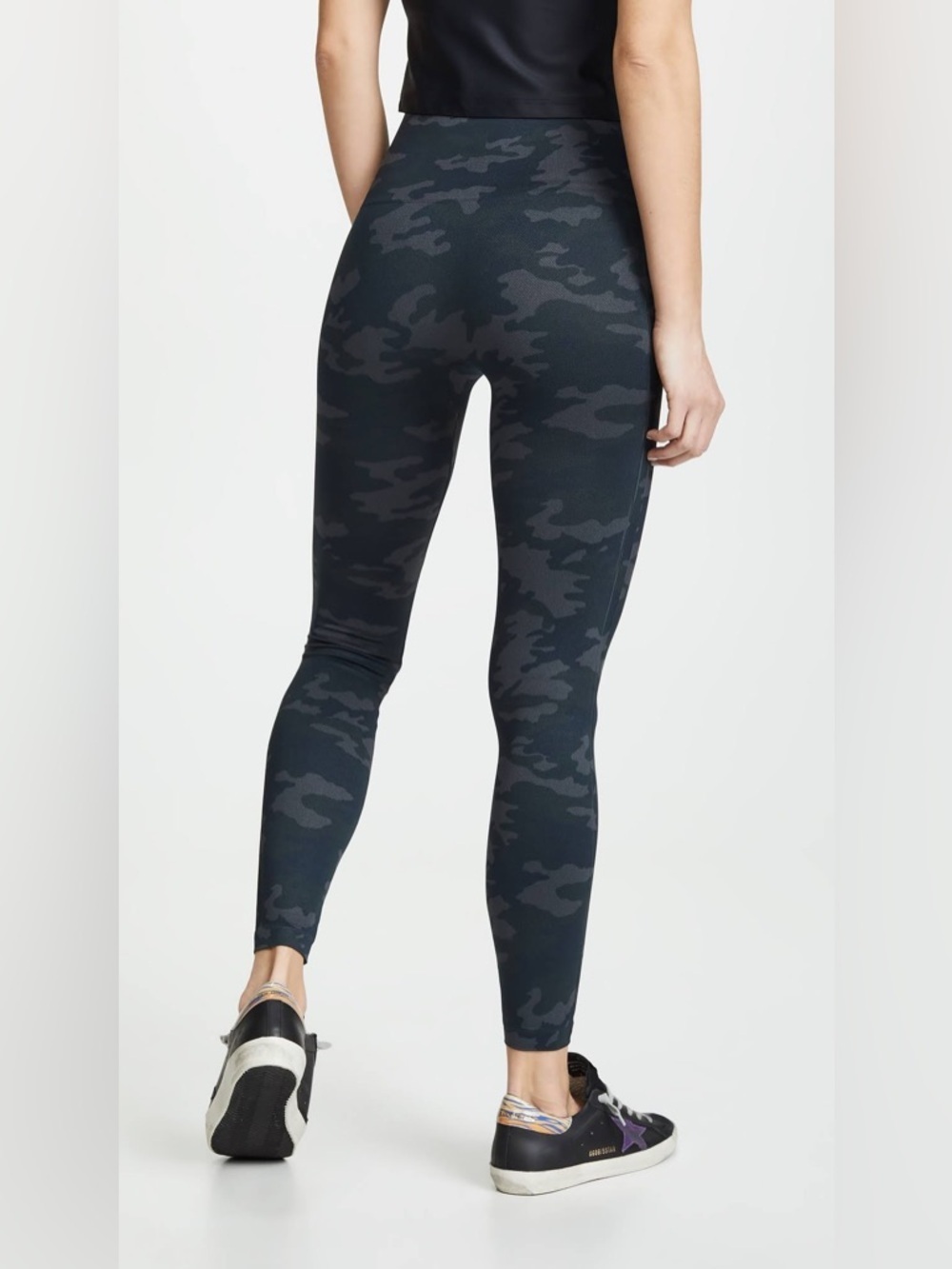 SPANX seamless camo black leggings size large compression look at me now